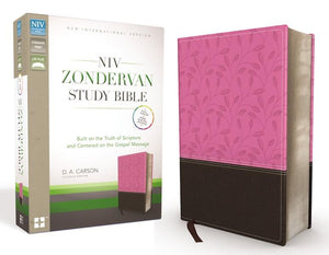 NIV Zondervan Study Bible, Imitation Leather, Pink/Brown: Built on the Truth of Scripture and Centered on the Gospel Message *Like New*