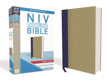 NIV, Thinline Bible, Large Print, Cloth over Board, Blue/Tan, Red Letter Edition, Comfort Print *Very Good*