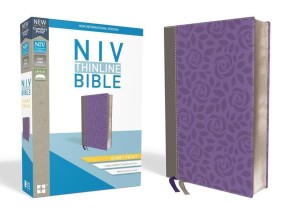 NIV, Thinline Bible, Giant Print, Leathersoft, Gray/Purple, Red Letter, Comfort Print