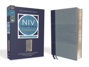 NIV Study Bible, Fully Revised Edition, Personal Size, Leathersoft, Navy/Blue, Red Letter, Comfort Print *Like New*