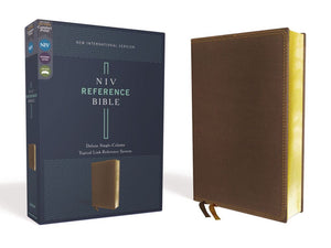 NIV, Reference Bible, Deluxe Single-Column, Leathersoft, Brown, Comfort Print *Like New*