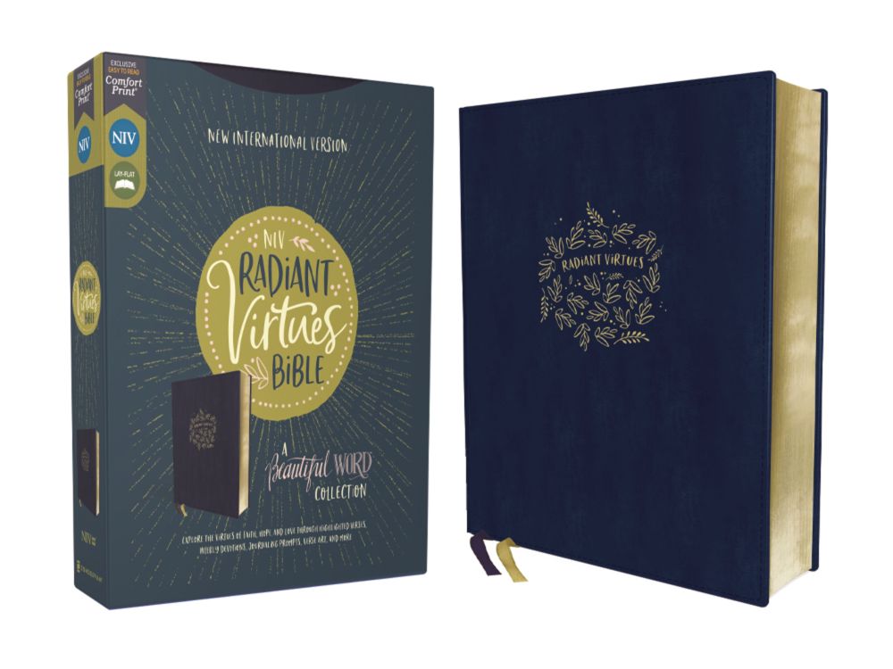 NIV, Radiant Virtues Bible: A Beautiful Word Collection, Leathersoft, Navy, Red Letter, Comfort Print: Explore the virtues of faith, hope, and love *Like New*