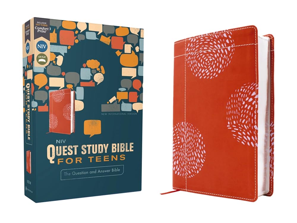 NIV, Quest Study Bible for Teens, Leathersoft, Coral, Comfort Print: The Question and Answer Bible cover image