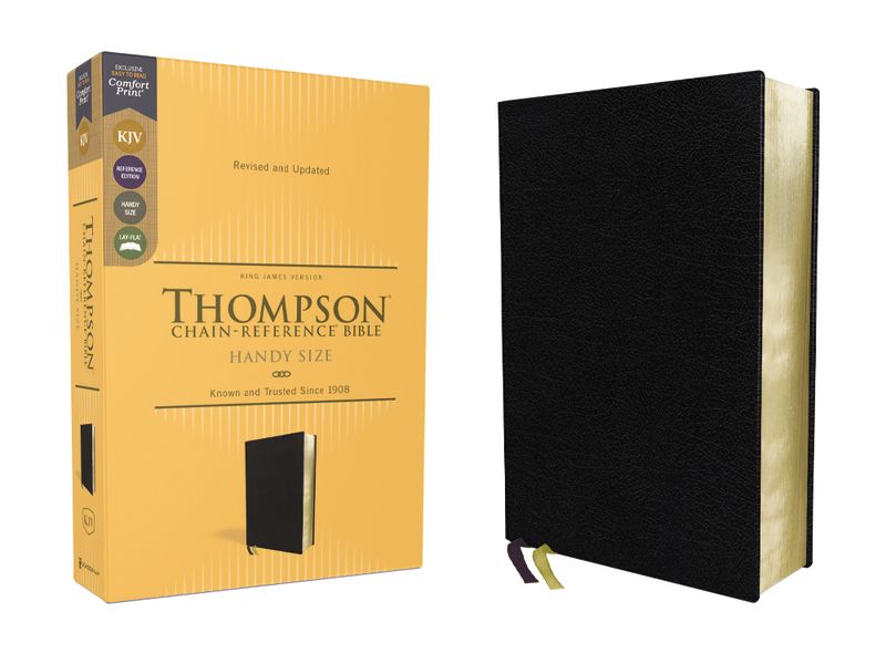 KJV, Thompson Chain-Reference Bible, Handy Size, European Bonded Leather, Black, Red Letter, Comfort Print *Like New*