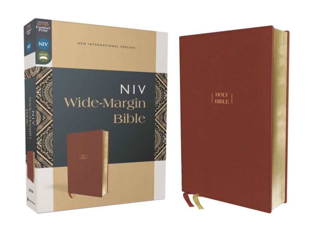 NIV, Wide Margin Bible, Leathersoft, Brown, Red Letter, Comfort Print