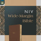 NIV, Wide Margin Bible, Leathersoft, Brown, Red Letter, Comfort Print