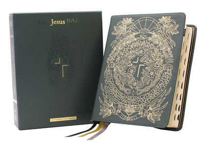 The Jesus Bible Artist Edition, NIV, Genuine Leather, Calfskin, Green, Limited Edition, Thumb Indexed, Comfort Print