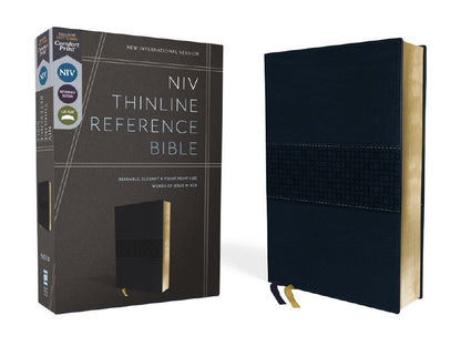 NIV, Thinline Reference Bible, Leathersoft, Navy, Red Letter, Comfort Print