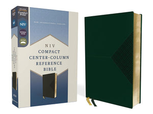 NIV, Compact Center-Column Reference Bible, Leathersoft, Green, Red Letter, Comfort Print cover image