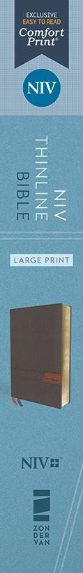 NIV, Thinline Bible, Large Print, Cloth Flexcover, Gray, Red Letter, Comfort Print