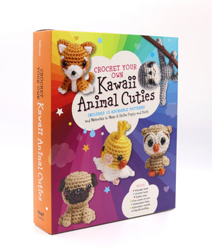 Crochet Your Own Kawaii Animal Cuties: Includes 12 Adorable Patterns and Materials to Make a Shiba Puppy and Sloth - Inside: 64 page book, Crochet ... floss, Embroidery needle, Fiberfill stuffing