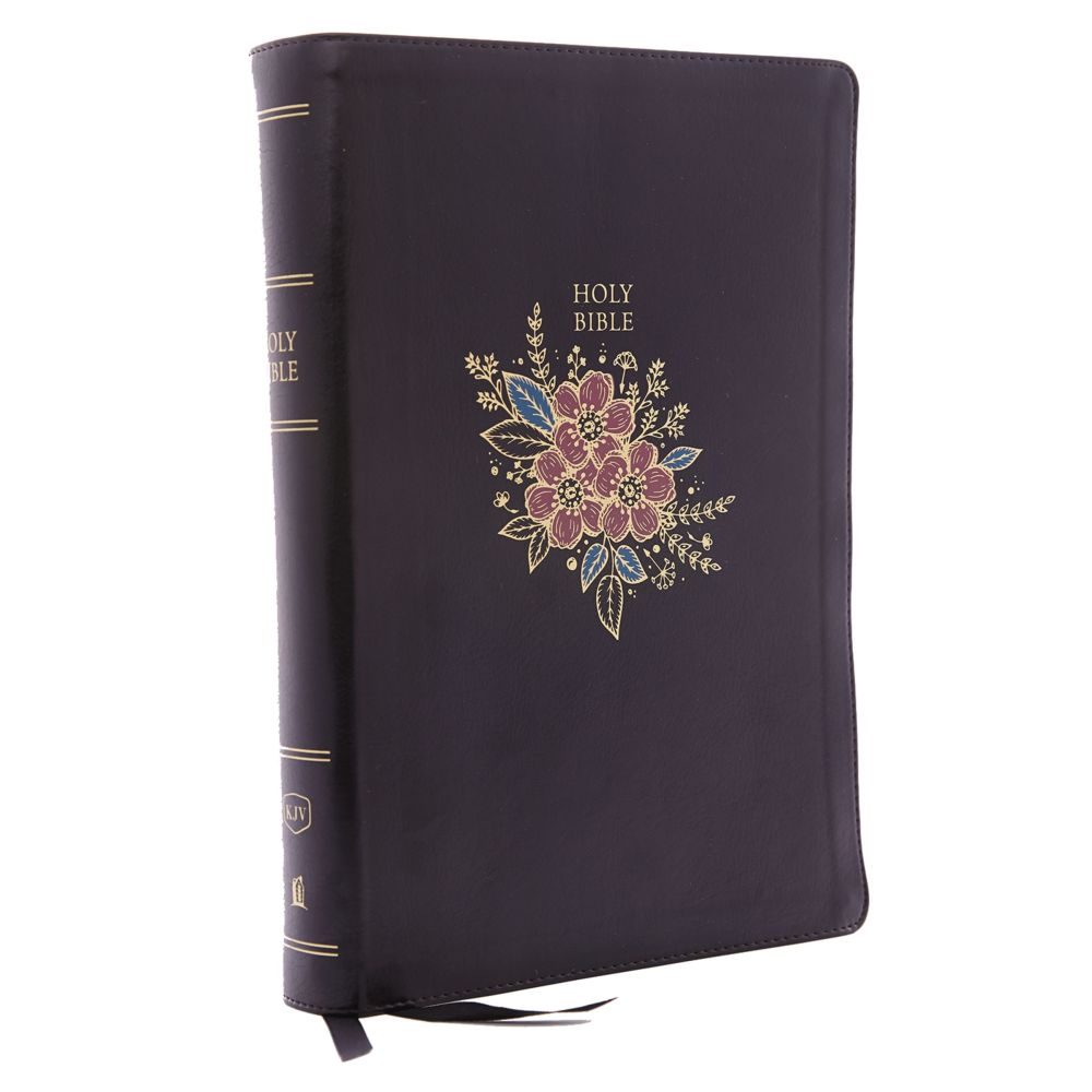 KJV Holy Bible, Super Giant Print Reference Bible, Deluxe Black Floral Leathersoft, Thumb Indexed, 43,000 Cross References, Red Letter, Comfort Print: King James Version