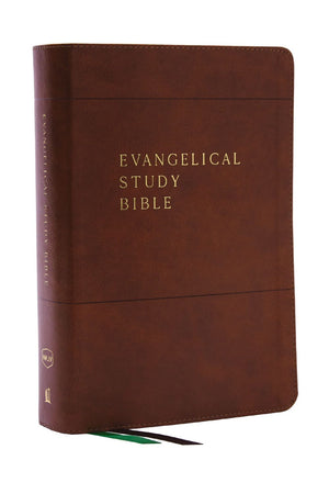 Evangelical Study Bible: Christ-centered. Faith-building. Mission-focused. (NKJV, Brown Leathersoft, Red Letter, Large Comfort Print) *Like New*