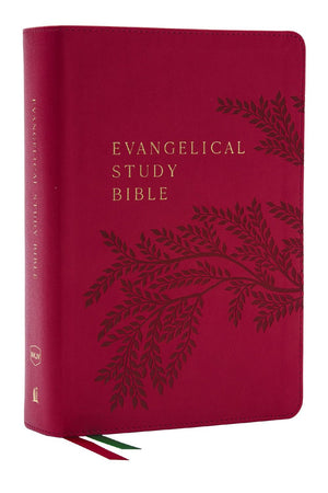 Evangelical Study Bible: Christ-centered. Faith-building. Mission-focused. (NKJV, Pink Leathersoft, Red Letter, Large Comfort Print) *Very Good*
