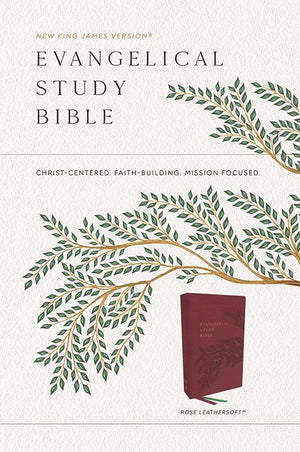 Evangelical Study Bible: Christ-centered. Faith-building. Mission-focused. (NKJV, Pink Leathersoft, Red Letter, Large Comfort Print)