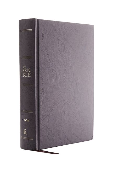 The NIV, Open Bible, Hardcover, Gray, Red Letter, Comfort Print: Complete Reference System *Like New*