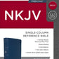 NKJV, Single-Column Reference Bible, Genuine Leather, Blue, Comfort Print: Holy Bible, New King James Version