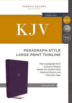 KJV Holy Bible: Paragraph-style Large Print Thinline with 43,000 Cross References, Purple Leathersoft, Red Letter, Comfort Print: King James Version