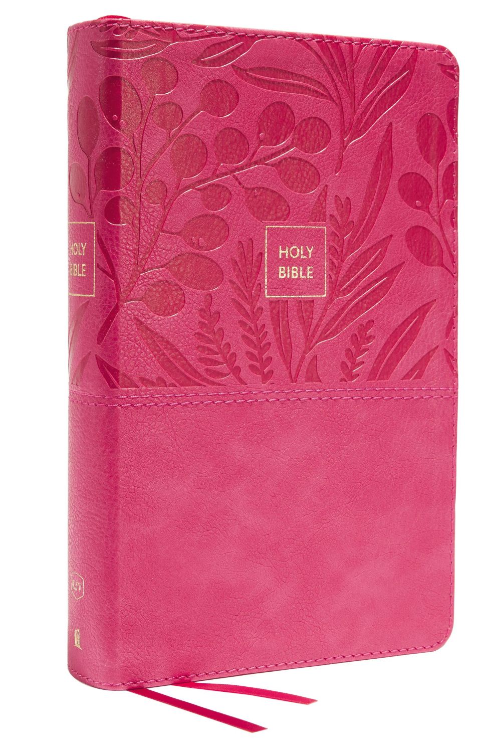 KJV, Personal Size Large Print Single-Column Reference Bible, Leathersoft, Pink, Red Letter, Comfort Print: Holy Bible, King James Version *Like New*