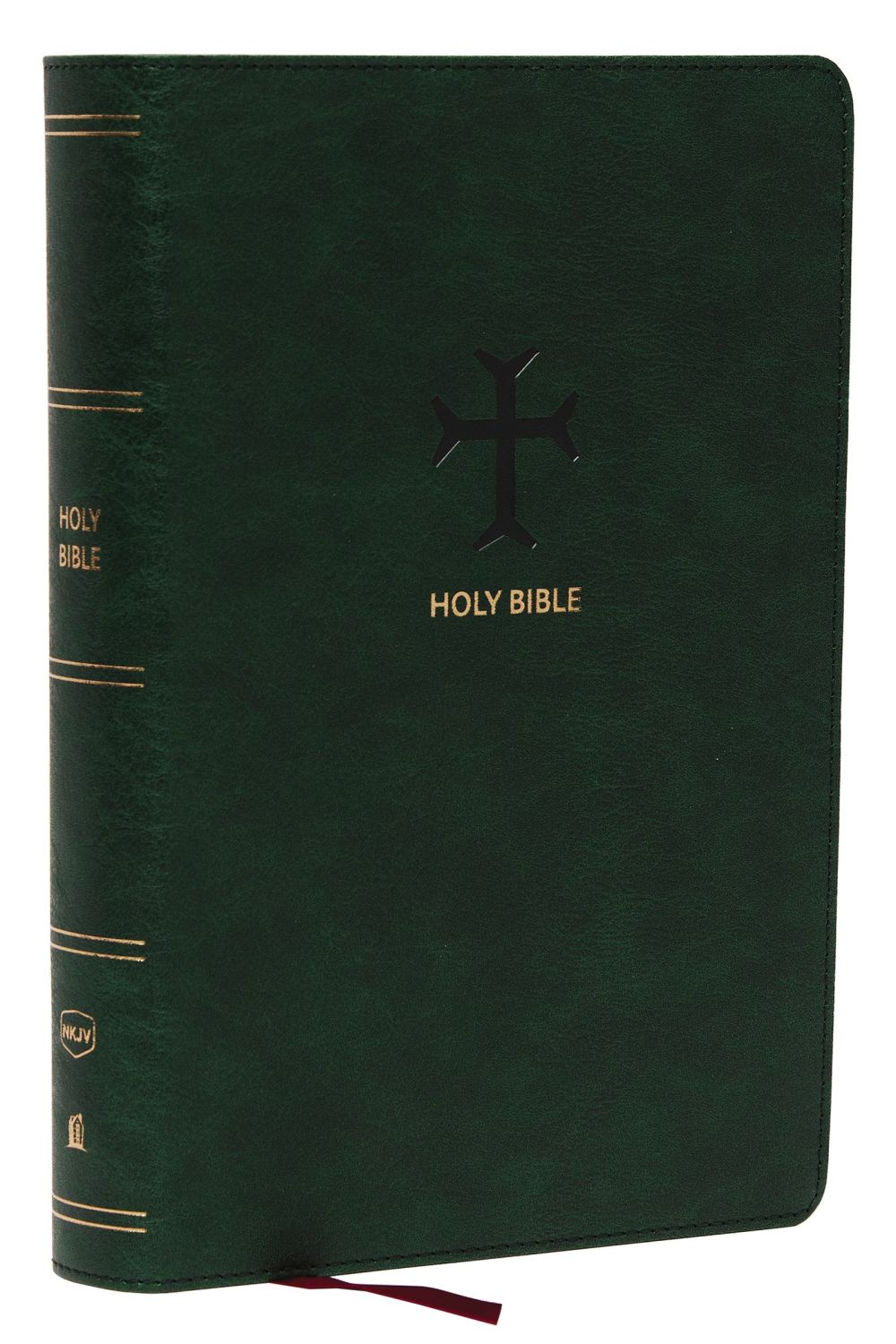 NKJV, End-of-Verse Reference Bible, Personal Size Large Print, Leathersoft, Green, Red Letter, Thumb Indexed, Comfort Print: Holy Bible, New King James Version *Like New*