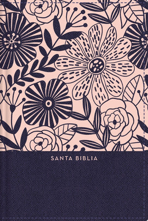 RVR60 Santa Biblia, Letra Grande, Tamano Compacto, Tapa Dura/Tela, Azul Floral, Edicion Letra Roja con Índice (Spanish Edition)