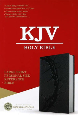 KJV Large Print Personal Size Reference Bible, Charcoal Leathertouch, Red Letter *Like New*