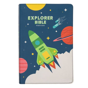 CSB Explorer Bible for Kids, Blast Off LeatherTouch, Indexed, Red Letter, Full-Color Design, Photos, Illustrations, Charts, Videos, Activities, Easy-to-Read Bible Serif Type