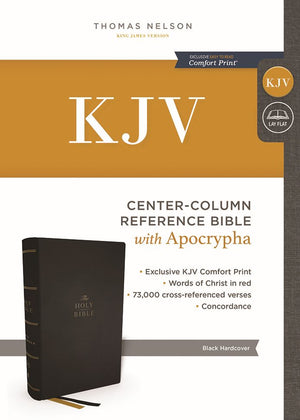 KJV, Center-Column Reference Bible with Apocrypha, Hardcover, 73,000 Cross-References, Red Letter, Comfort Print: King James Version