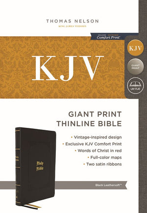 KJV Bible, Giant Print Thinline Bible, Vintage Series, Leathersoft, Black, Red Letter, Comfort Print: King James Version