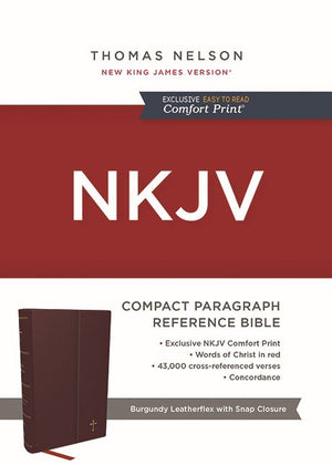 NKJV Compact Paragraph-Style Bible w/ 43,000 Cross References, Burgundy Leatherflex w/ Magnetic Flap, Red Letter, Comfort Print: Holy Bible, New King James Version: Holy Bible, New King James Version
