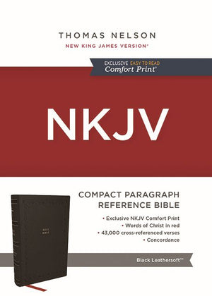 NKJV Compact Paragraph-Style Bible w/ 43,000 Cross References, Black Leathersoft, Red Letter, Comfort Print: Holy Bible, New King James Version: Holy Bible, New King James Version