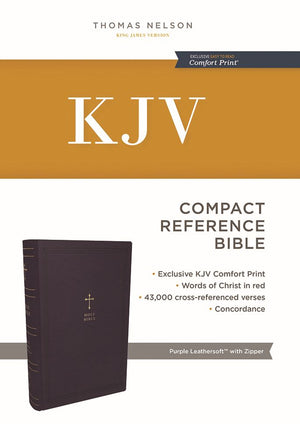 KJV Compact Bible w/ 43,000 Cross References, Purple Leathersoft with zipper, Red Letter, Comfort Print: Holy Bible, King James Version: Holy Bible, King James Version