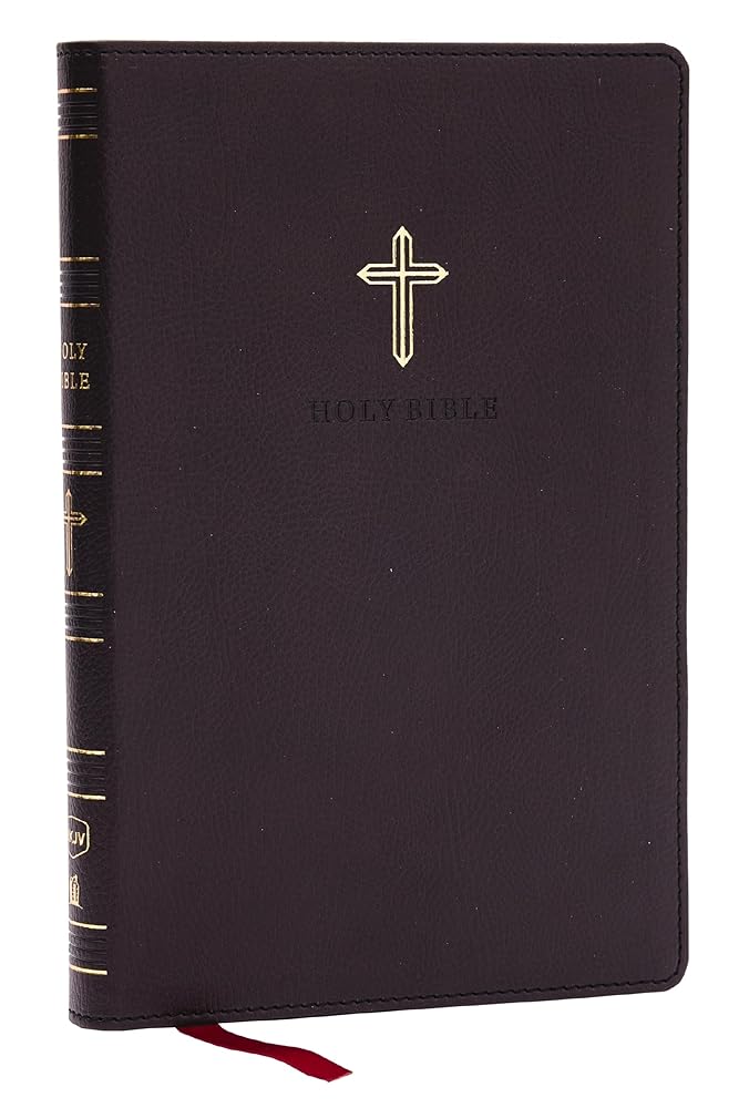 NKJV Holy Bible, Ultra Thinline, Black Leathersoft, Red Letter, Comfort Print cover image