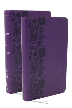 NKJV Bible + Journal Set: Personal Size, Large Print Bible with Cross-References, Purple Leathersoft