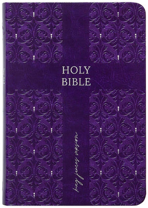 KJV Holy Bible: Amethyst (Purple), Compact Large Print (8-pt.) – Thumb Indexed, Faux Leather, King James Version *Like New*