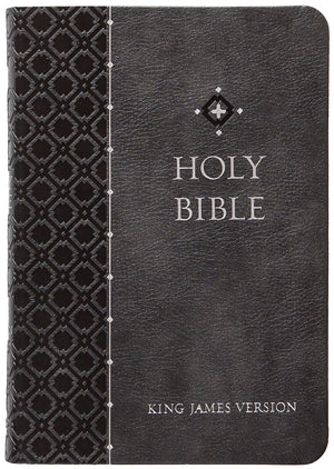 KJV Holy Bible: Granite (Gray), Compact Larger Print (8-pt) – Thumb Indexed, Faux Leather, King James Version