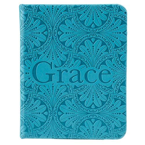 Christian Art Gifts Teal Faux Leather Mini Hardcover Gift Book w/Ribbon | Grace: Pocket Inspirations Collection | Encouraging Book w/ Inspirational Quotes and Scripture, 3 x 4 Inches