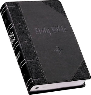 KJV Holy Bible, Giant Print Standard Size Faux Leather Red Letter Edition - Ribbon Marker, King James Version, Black /Gray *Very Good*