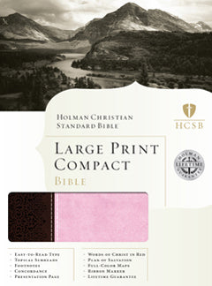 HCSB Large Print Compact Bible, Chocolate/Pink LeatherTouch *Very Good*