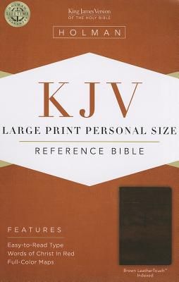 KJV Large Print Personal Size Reference Bible, Brown LeatherTouch Indexed *Good*