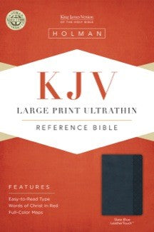 KJV Large Print Ultrathin Reference Bible, Slate Blue LeatherTouch *Very Good*