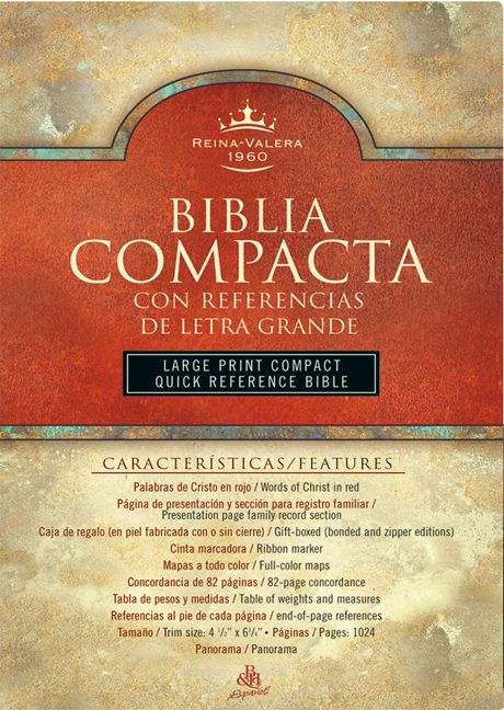 RVR 1960 Biblia Compacta Letra Grande con Referencias, borgona piel fabricada (Spanish Edition) *Very Good*