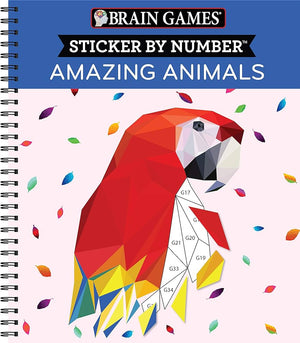 Brain Games - Sticker by Number: Amazing Animals *Very Good*